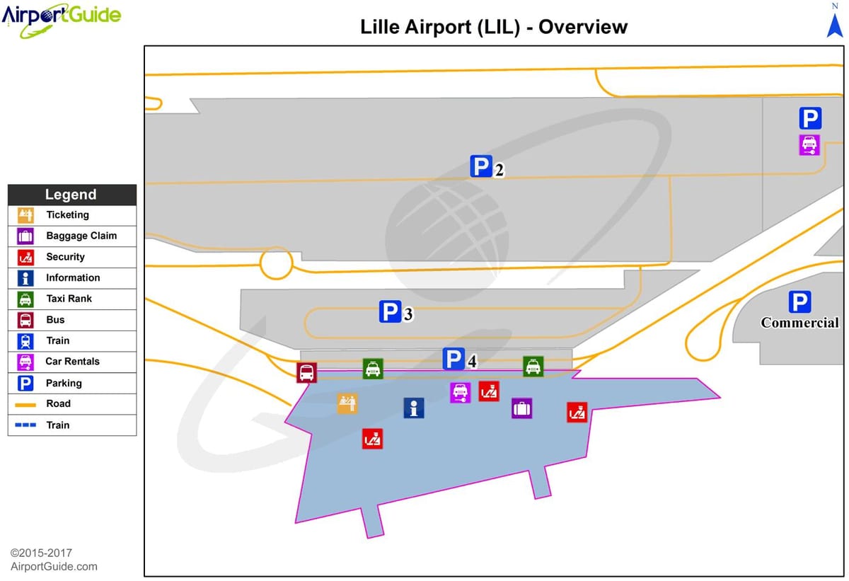 mapa de Lille aeroporto