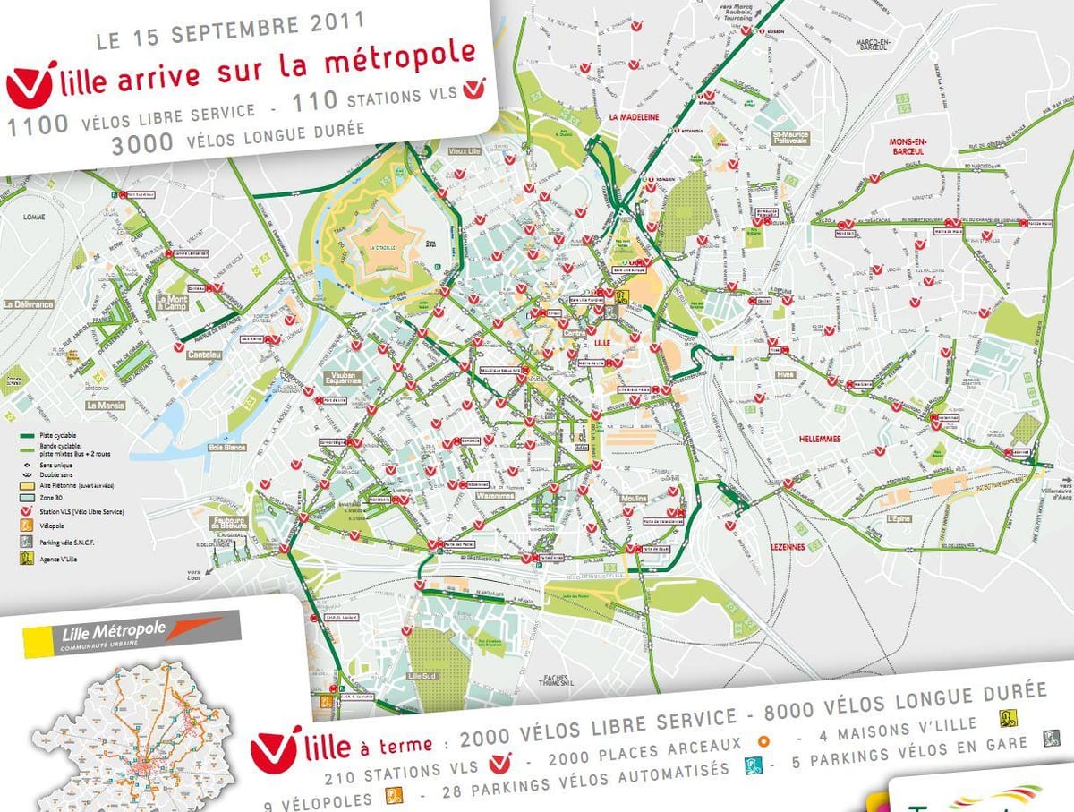 mapa de Lille bicicleta