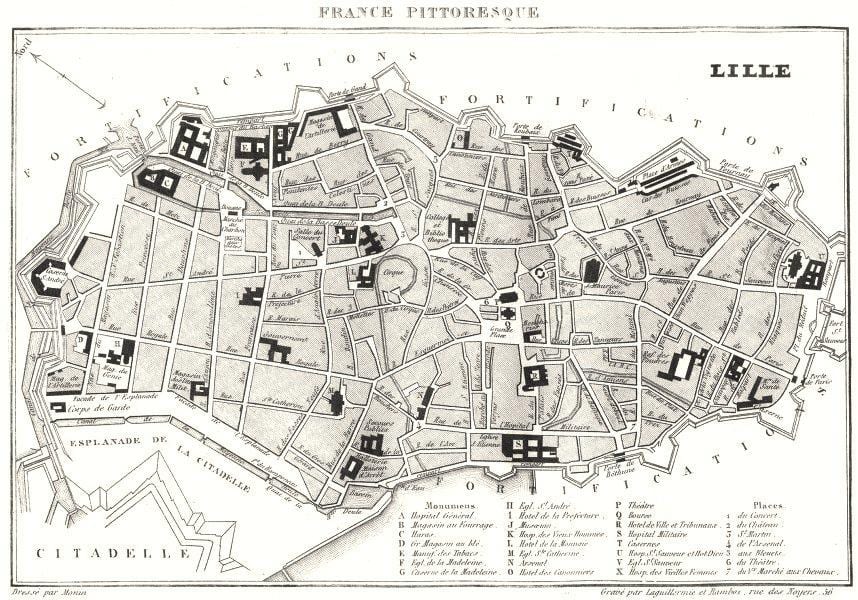 mapa de Lille cidade vella