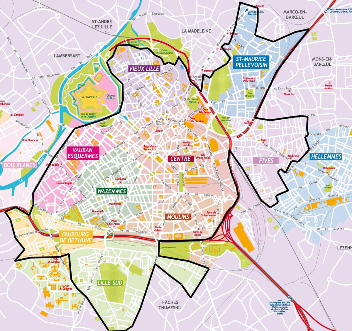 mapa de Lille suburbio
