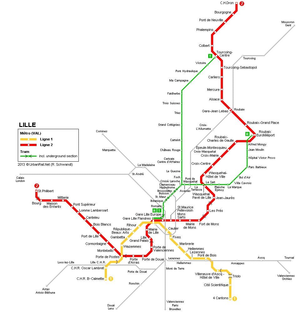mapa de Lille tren
