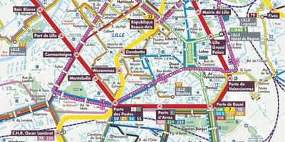 Rúa mapa de Lille (francia